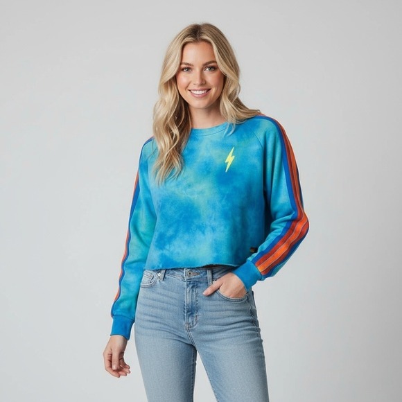 Aviator Nation Tops - Aviator Nation Tie-Dyed Bolt‎ Crop Sweatshirt - Medium